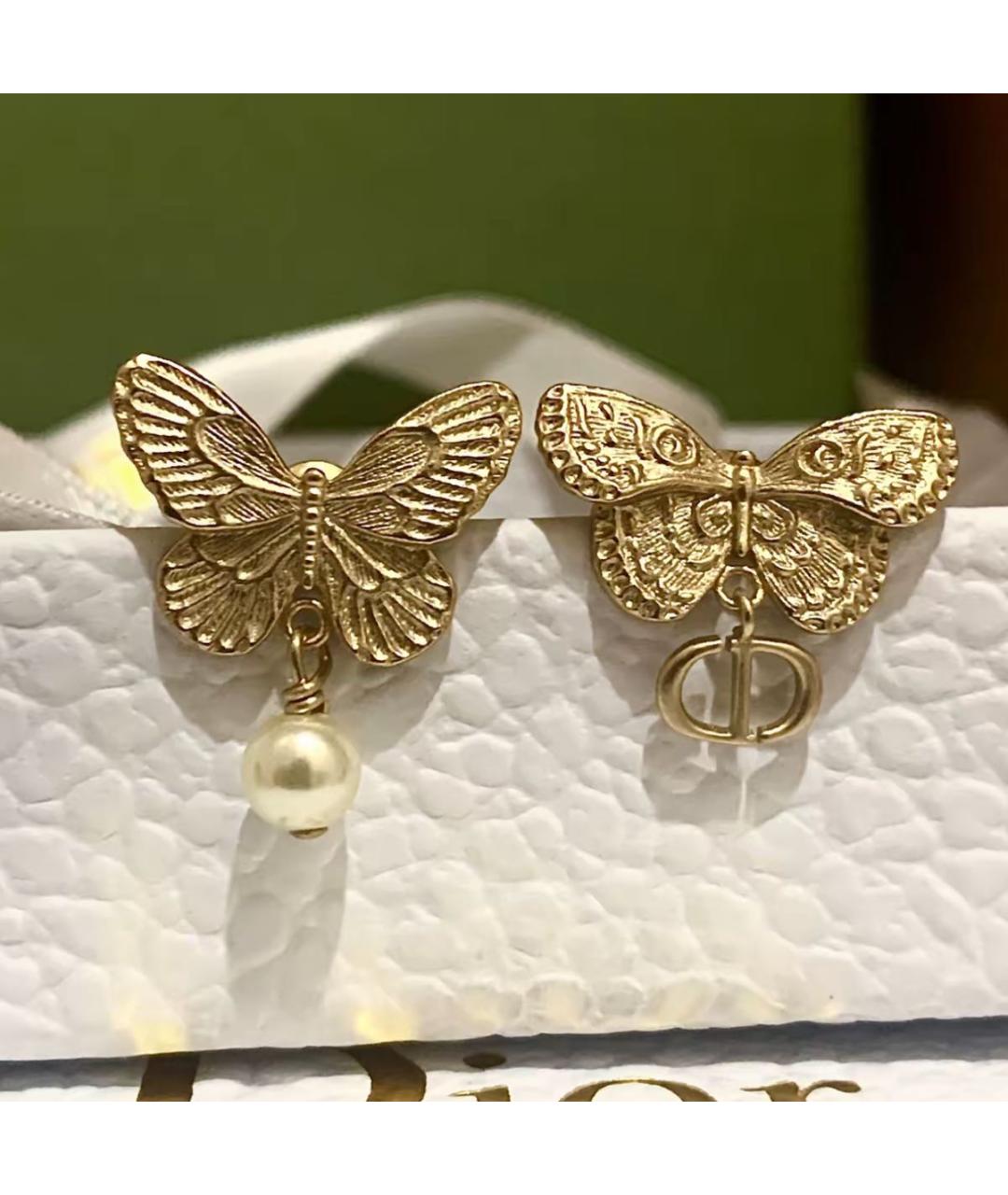CHRISTIAN DIOR Золотые металлические серьги, фото 4