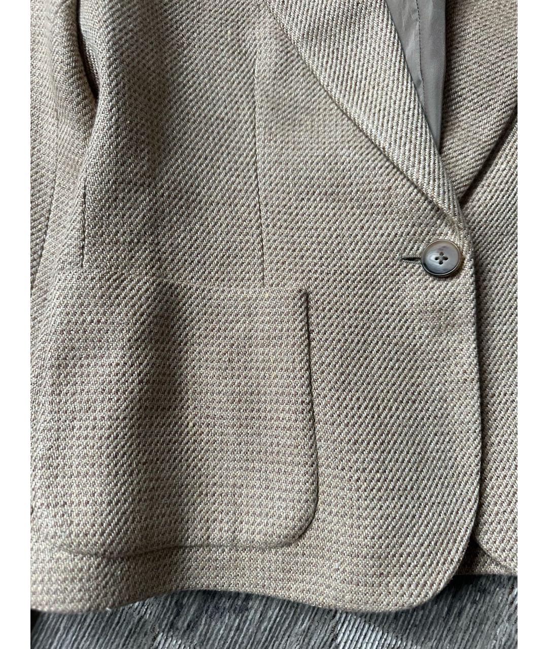 RALPH LAUREN Бежевый льняной жакет/пиджак, фото 7