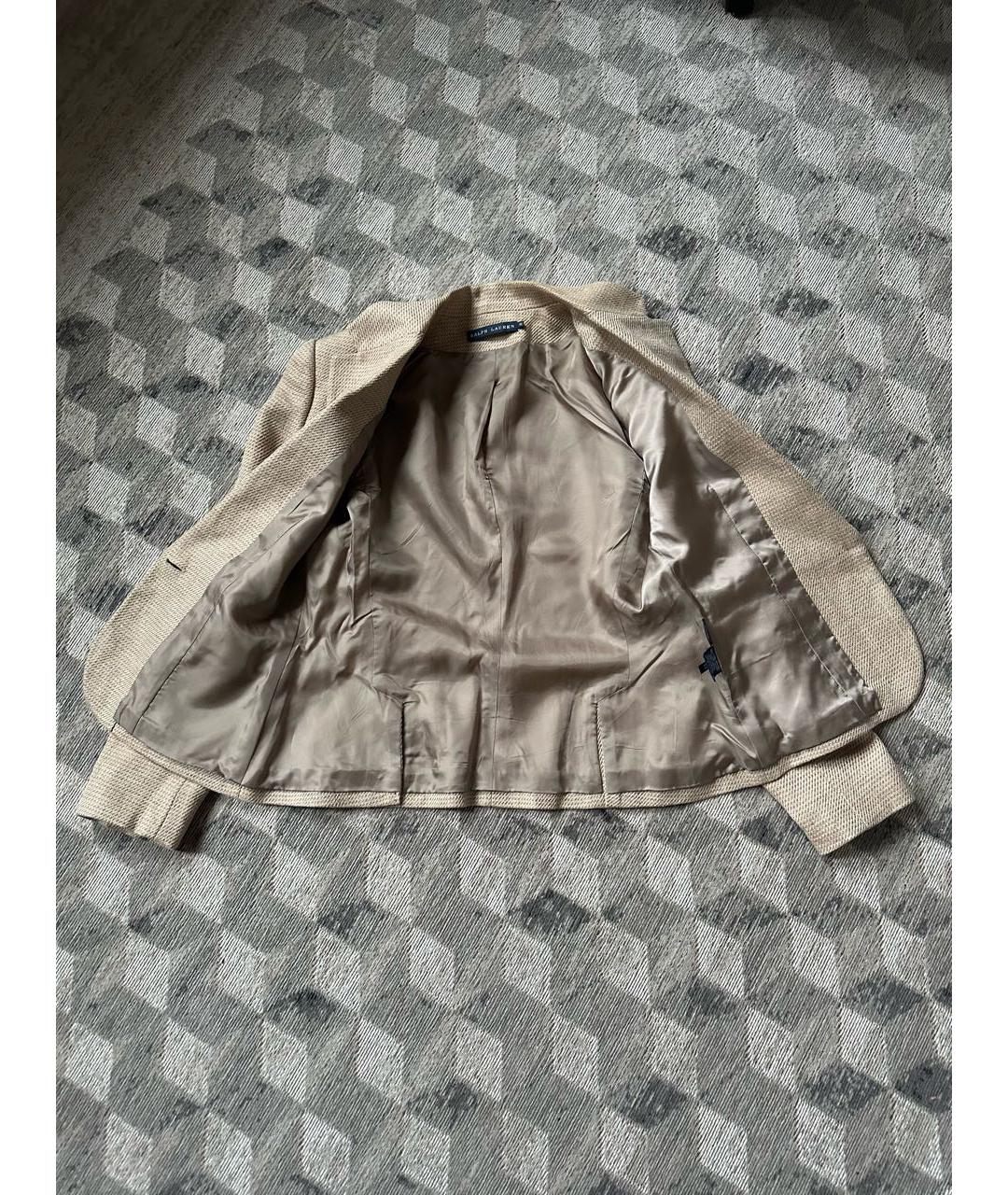 RALPH LAUREN Бежевый льняной жакет/пиджак, фото 5