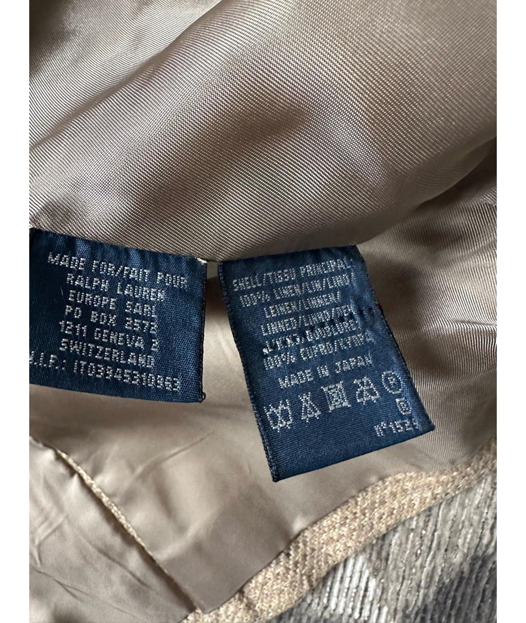 RALPH LAUREN Бежевый льняной жакет/пиджак, фото 6