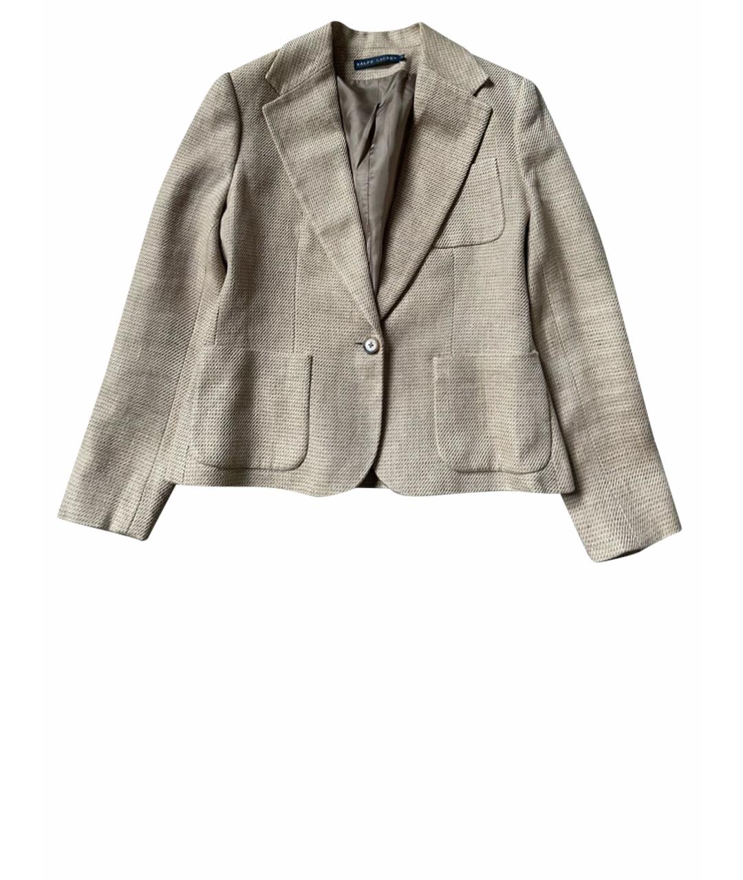 RALPH LAUREN Бежевый льняной жакет/пиджак, фото 1