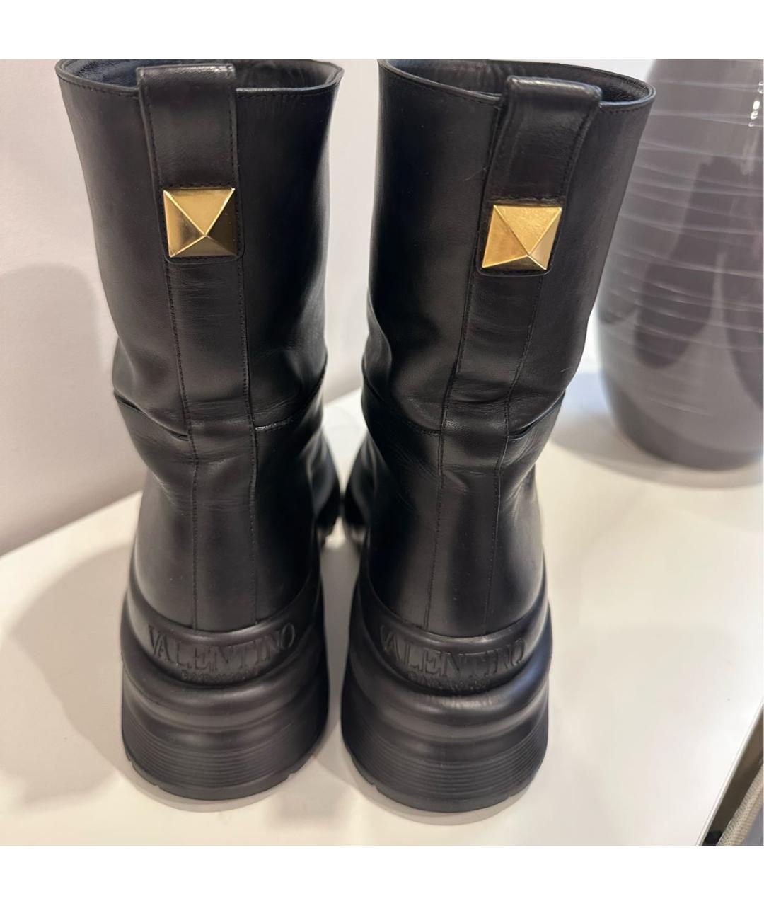 VALENTINO Черные кожаные ботинки, фото 4