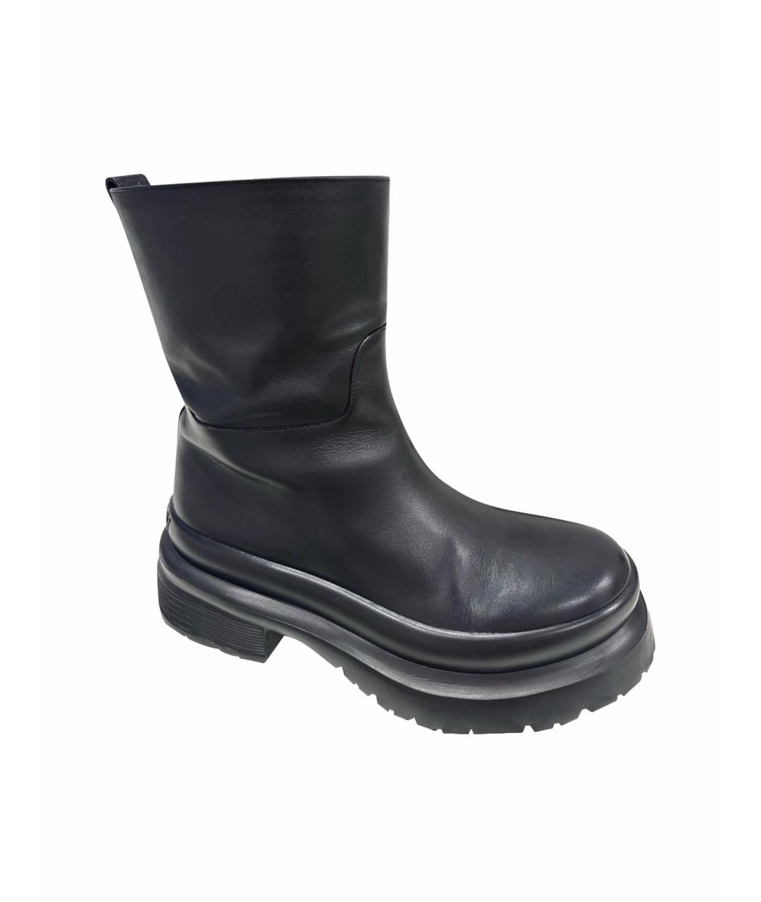 VALENTINO Черные кожаные ботинки, фото 1