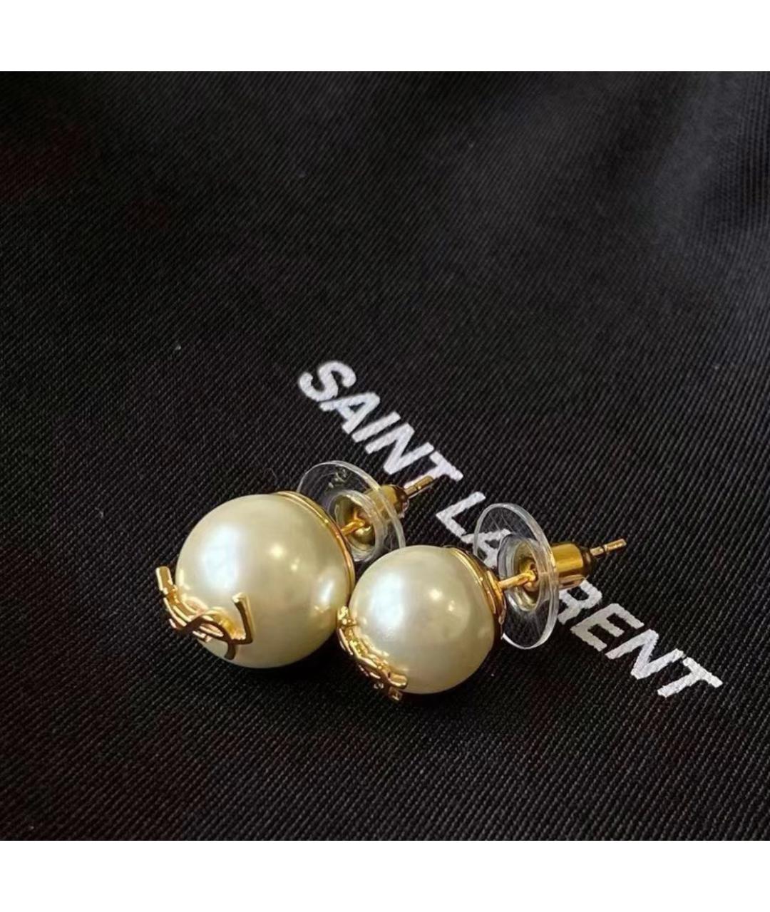 SAINT LAURENT Золотые латунные серьги, фото 8