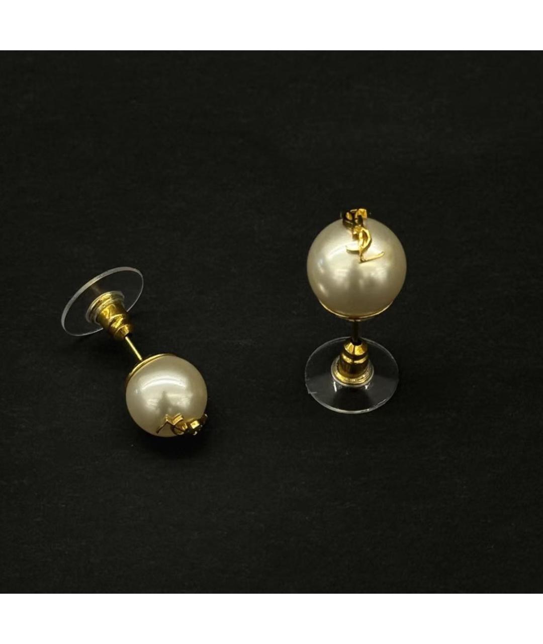 SAINT LAURENT Золотые латунные серьги, фото 7