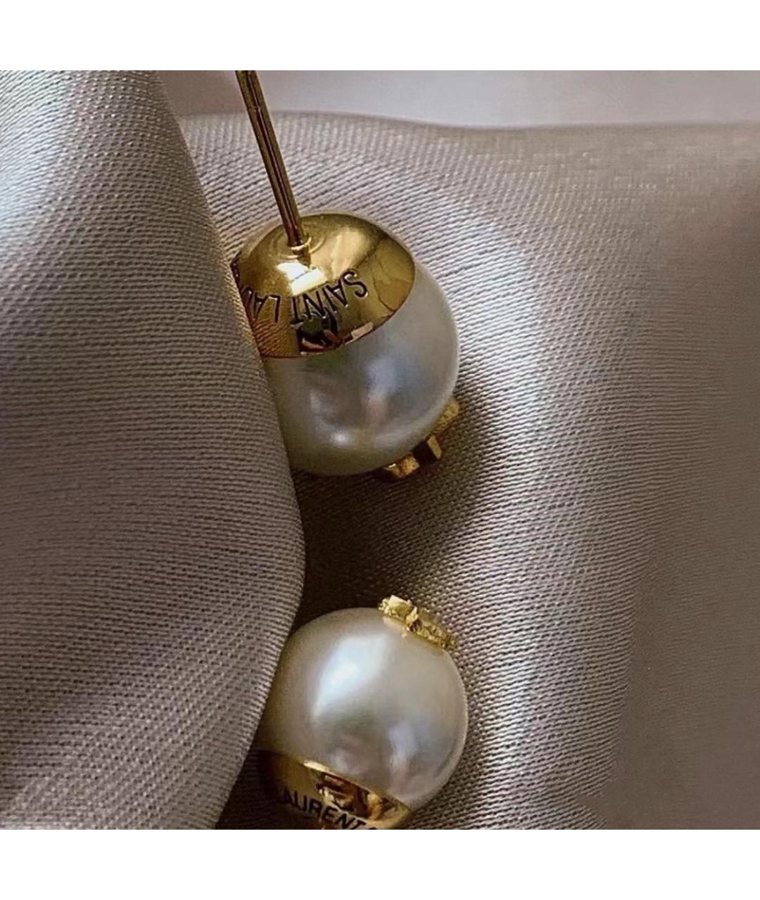 SAINT LAURENT Золотые латунные серьги, фото 6