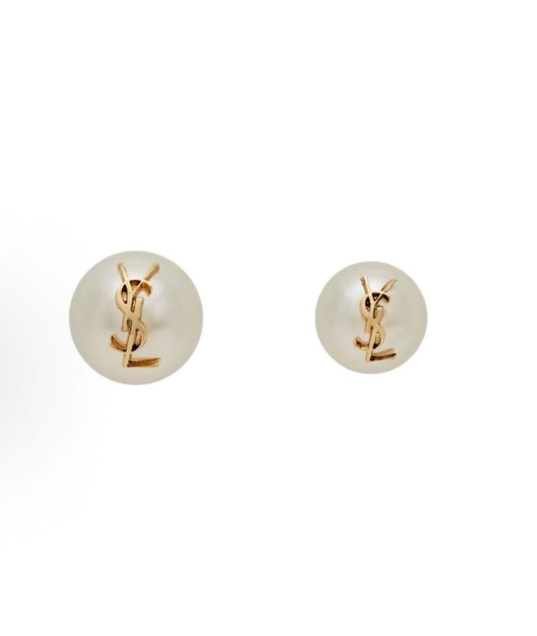 SAINT LAURENT Золотые латунные серьги, фото 9