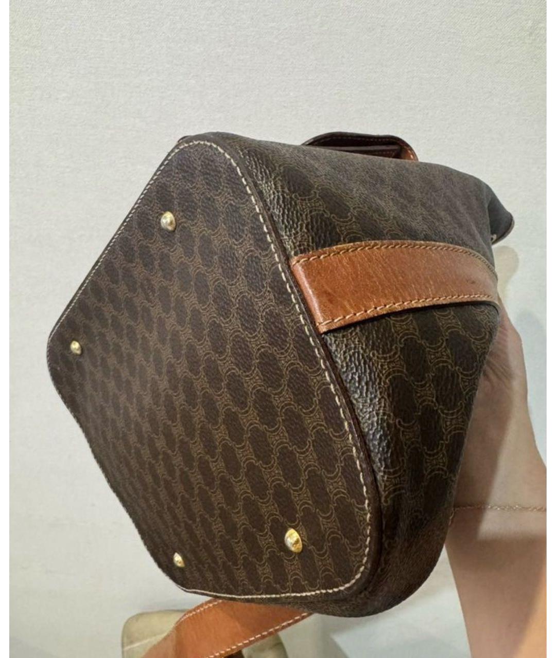 CELINE Коричневая кожаная сумка через плечо, фото 6