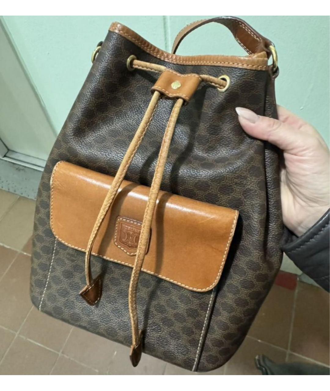 CELINE Коричневая кожаная сумка через плечо, фото 5