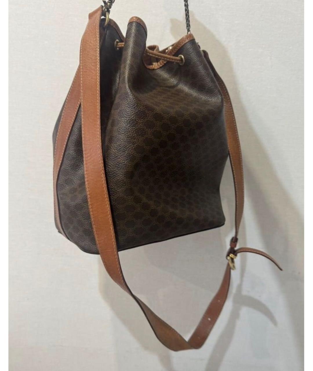 CELINE Коричневая кожаная сумка через плечо, фото 3