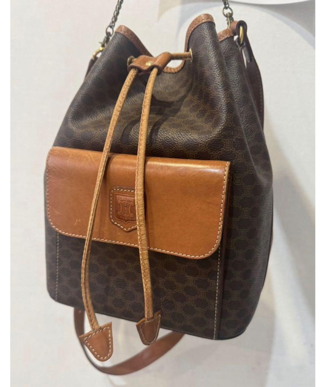 CELINE Коричневая кожаная сумка через плечо, фото 9