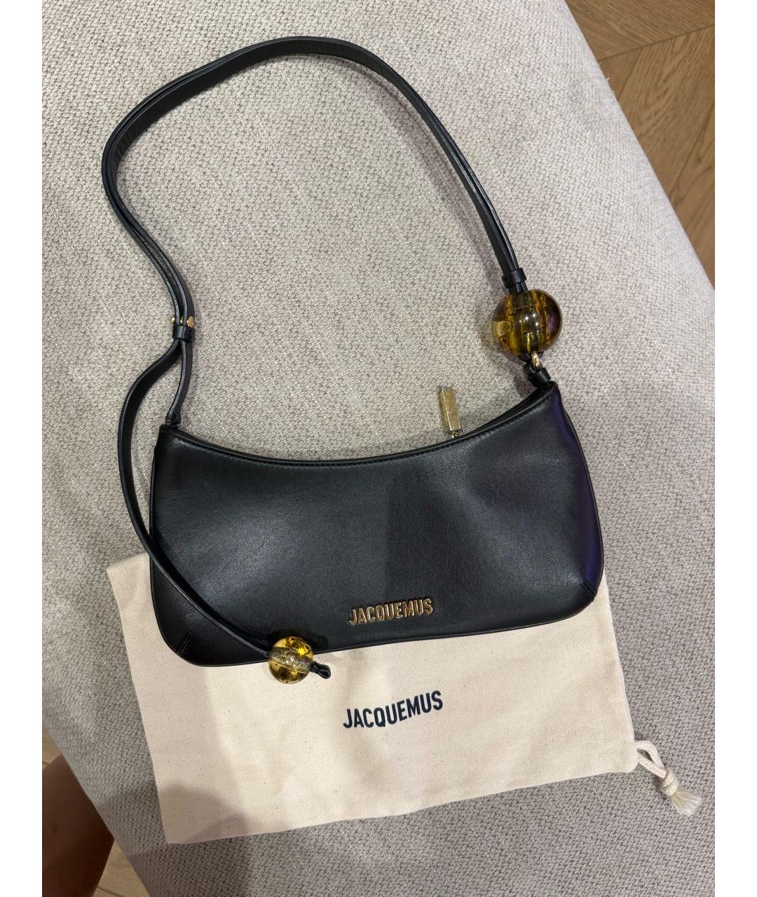 JACQUEMUS Черная кожаная сумка через плечо, фото 2