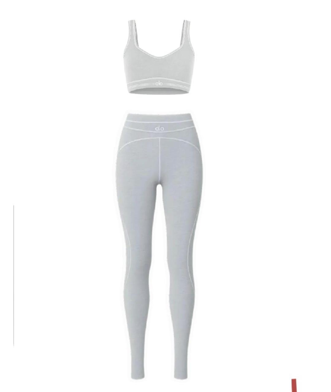 ALO YOGA Серый хлопковый спортивные костюмы, фото 10