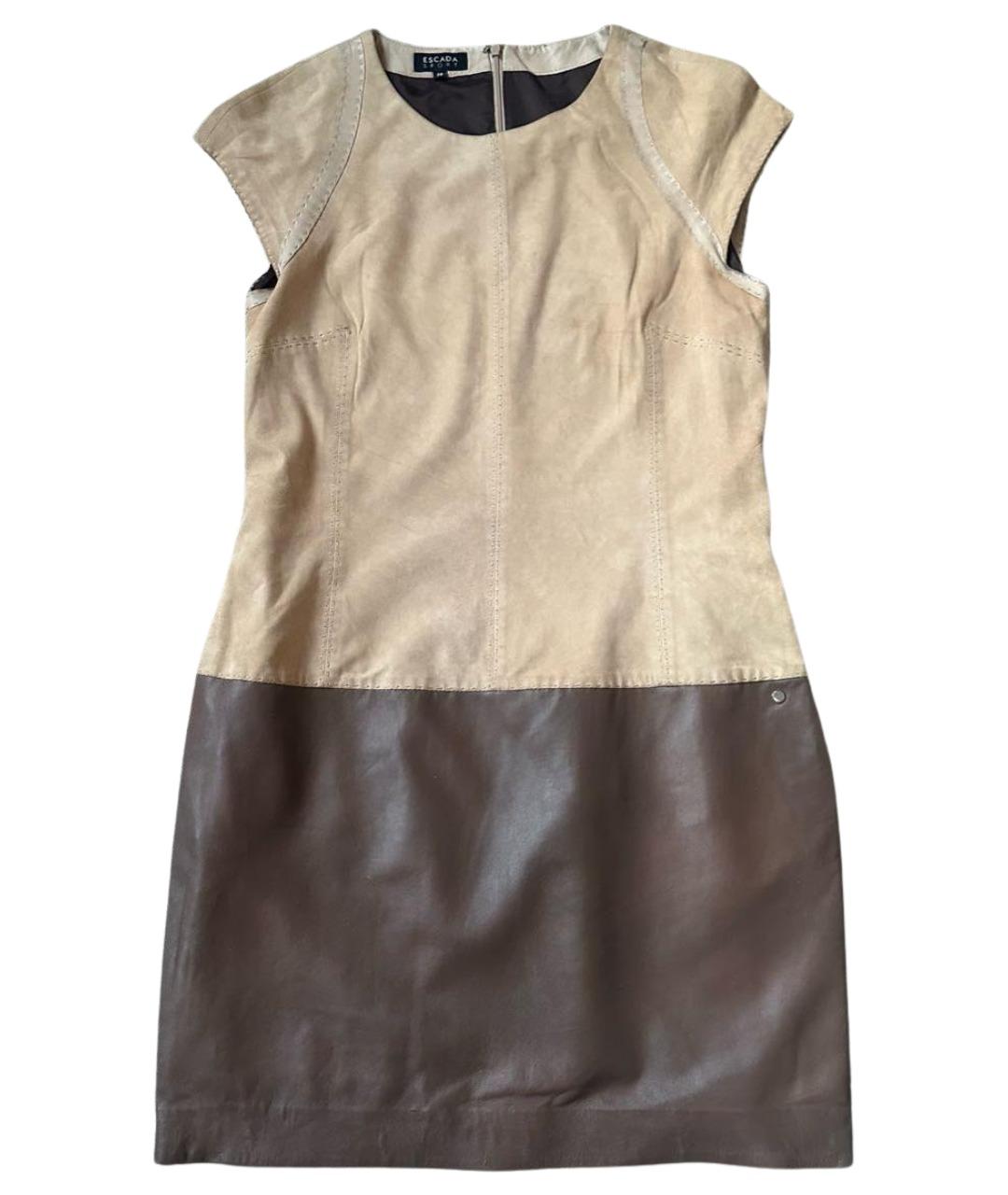 ESCADA Бежевое кожаное платье, фото 1