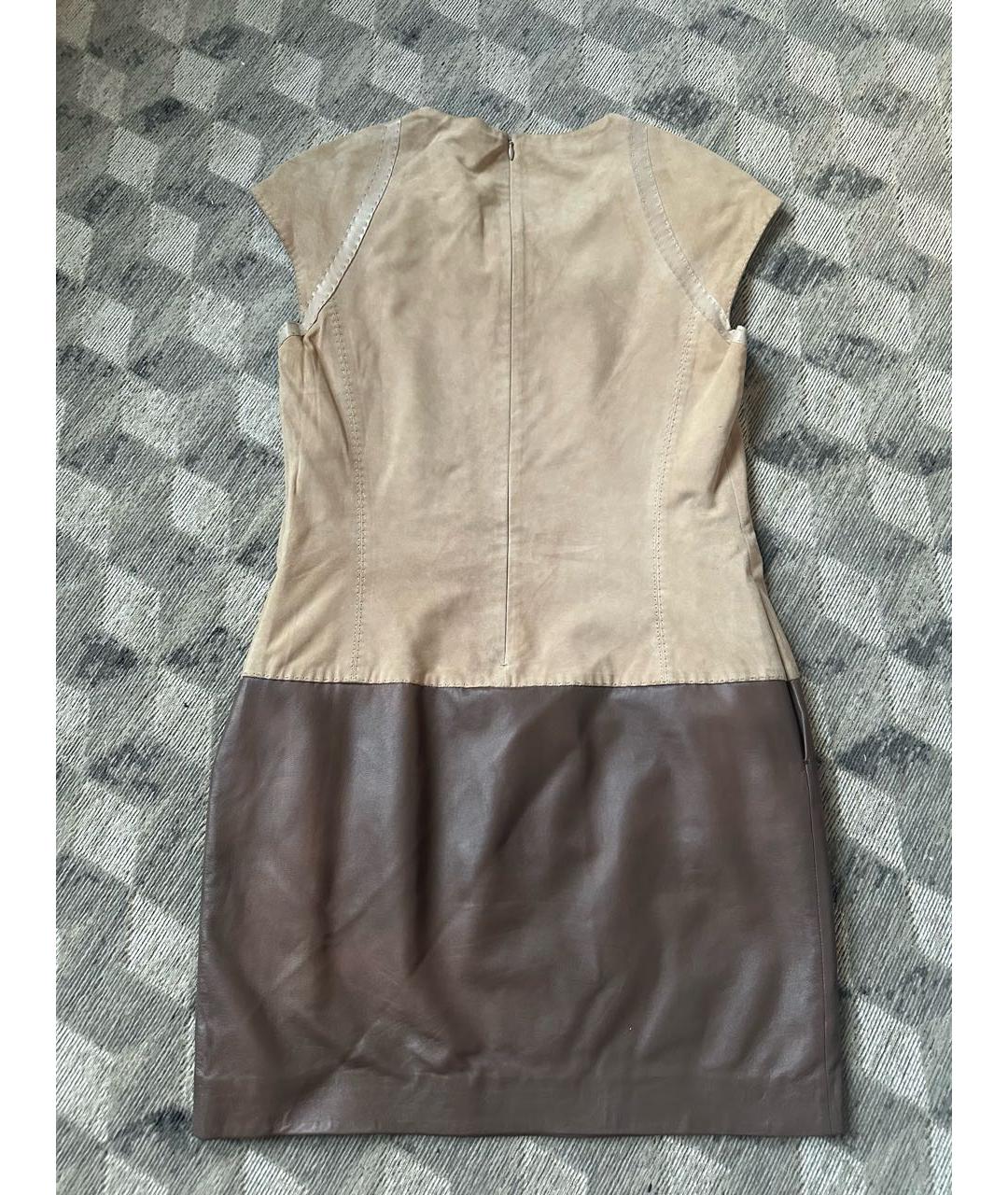 ESCADA Бежевое кожаное платье, фото 2