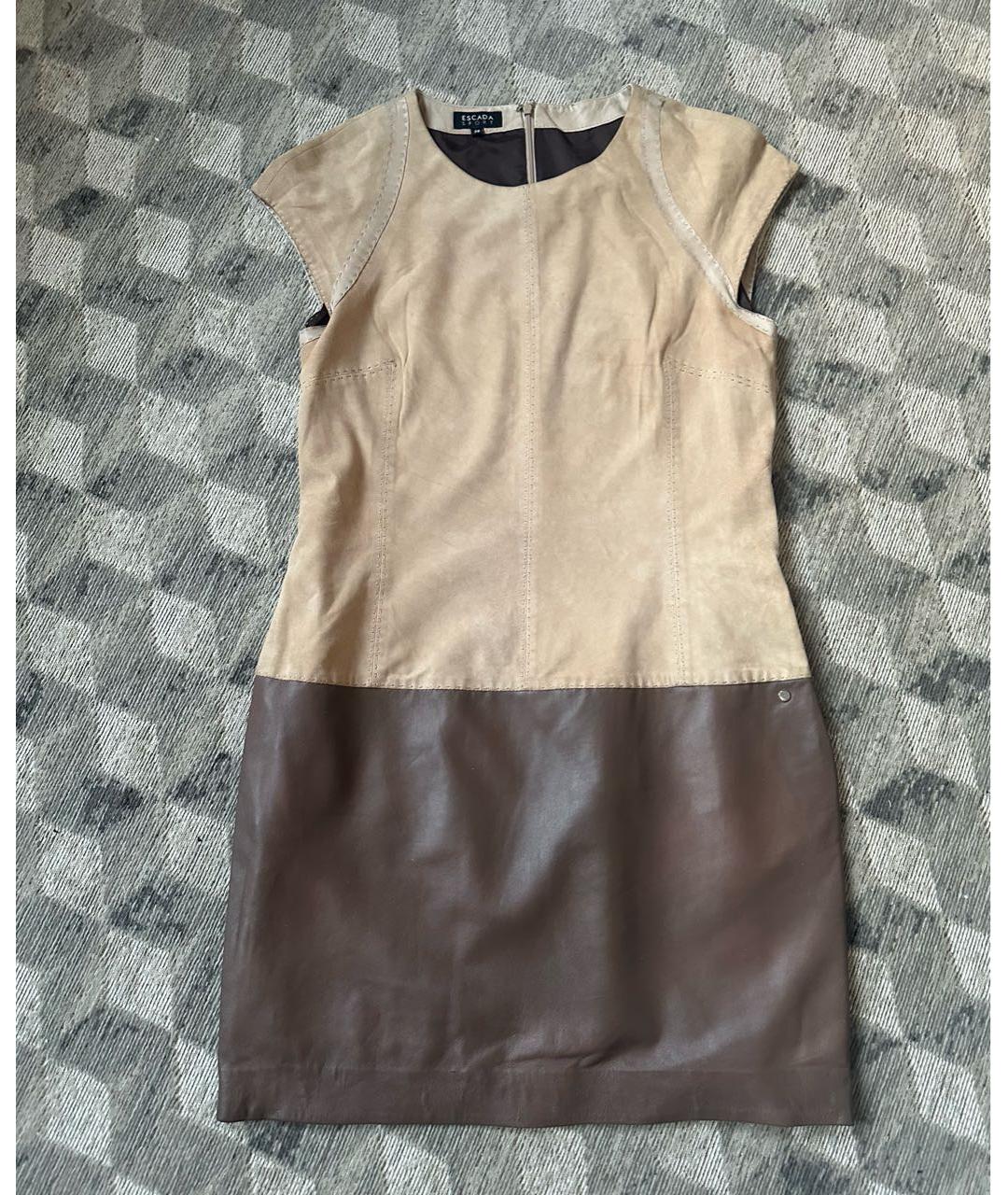 ESCADA Бежевое кожаное платье, фото 9
