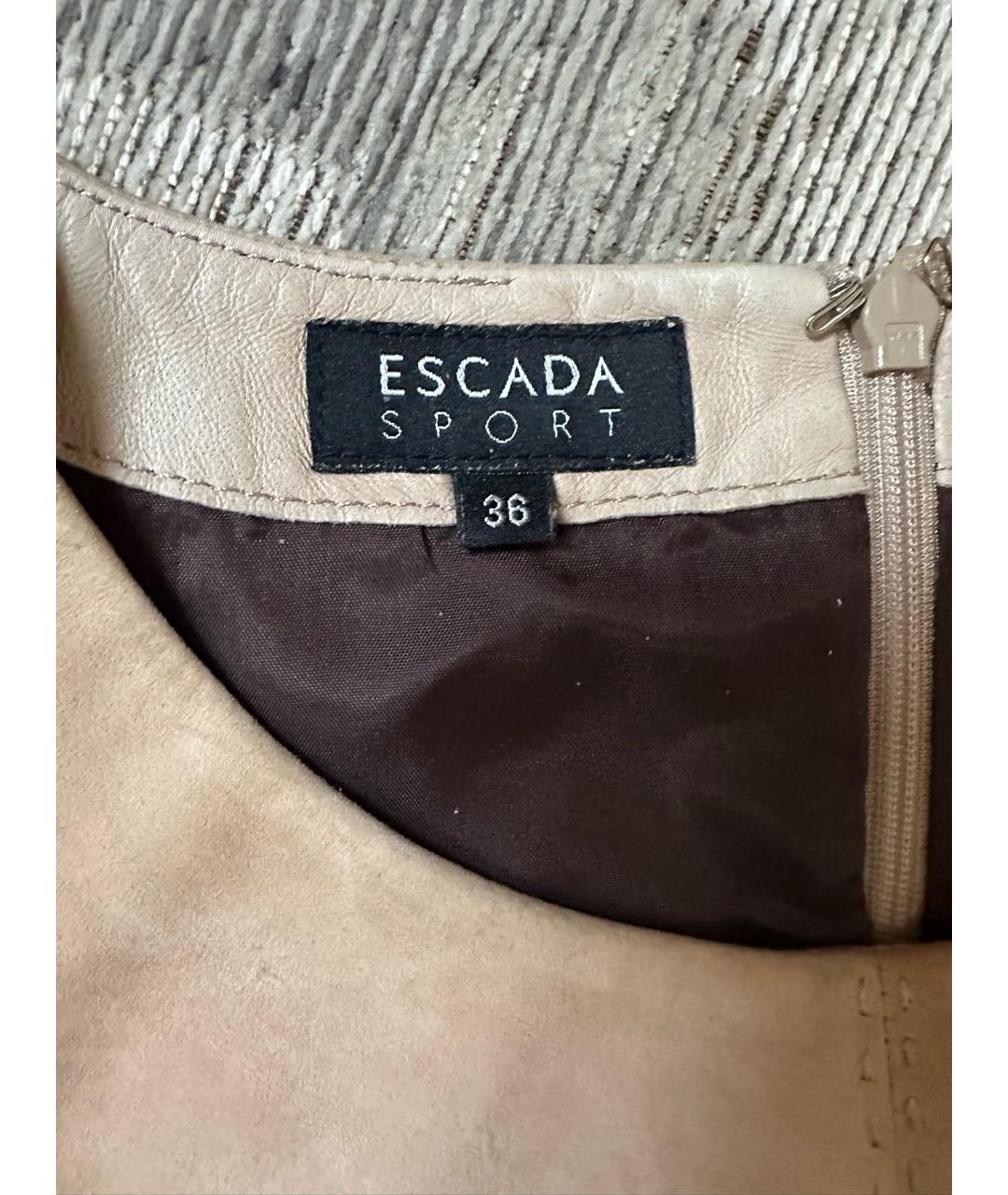 ESCADA Бежевое кожаное платье, фото 3