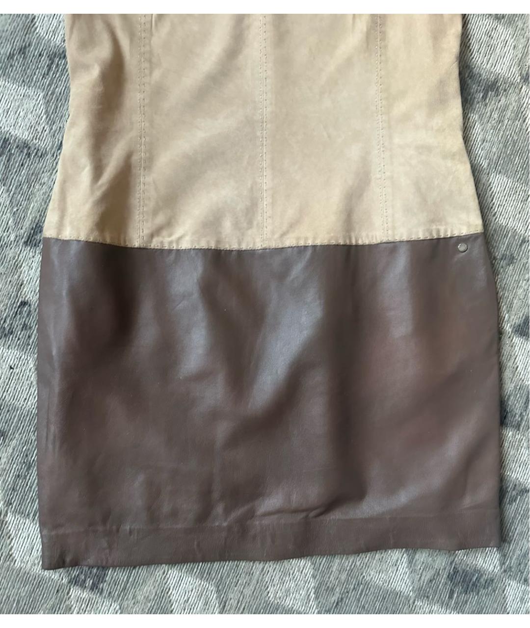 ESCADA Бежевое кожаное платье, фото 7