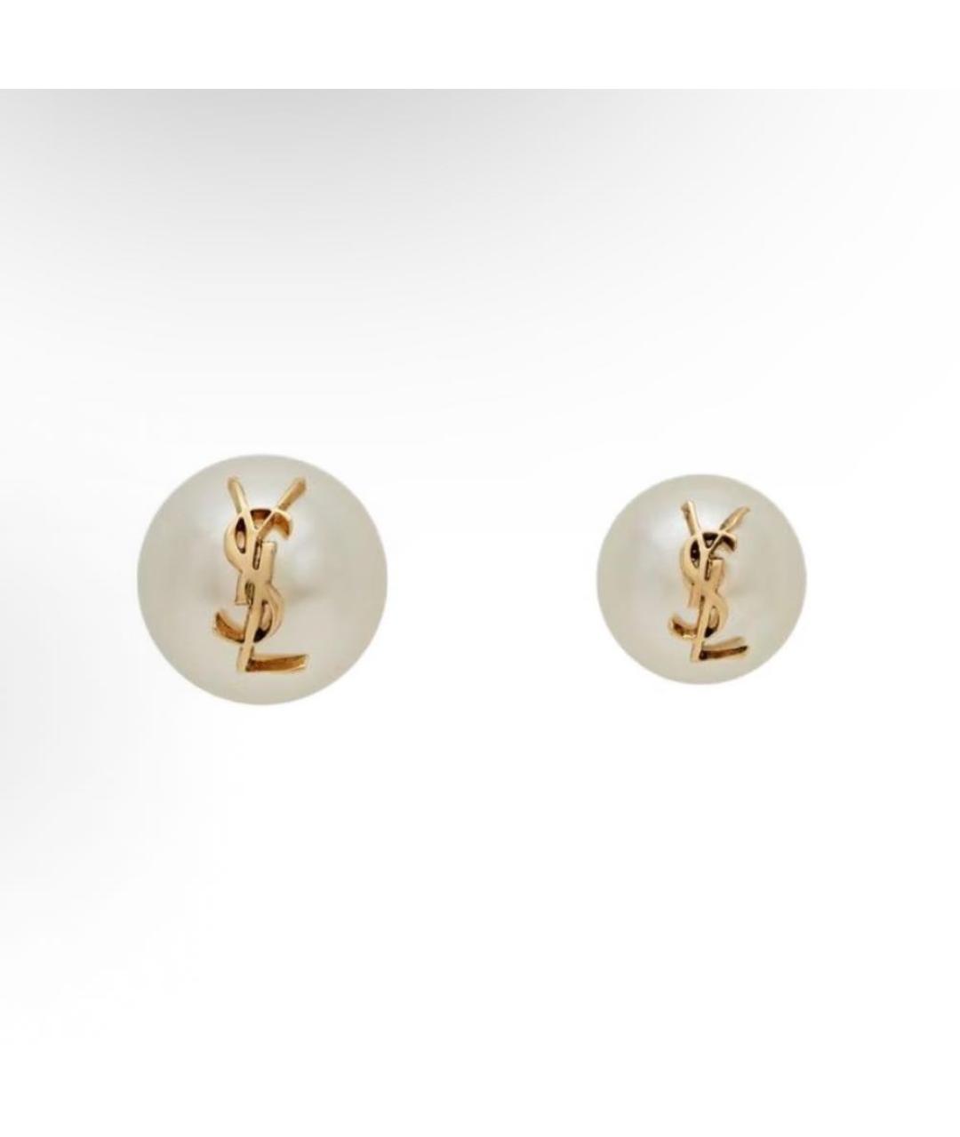 SAINT LAURENT Белые металлические серьги, фото 4