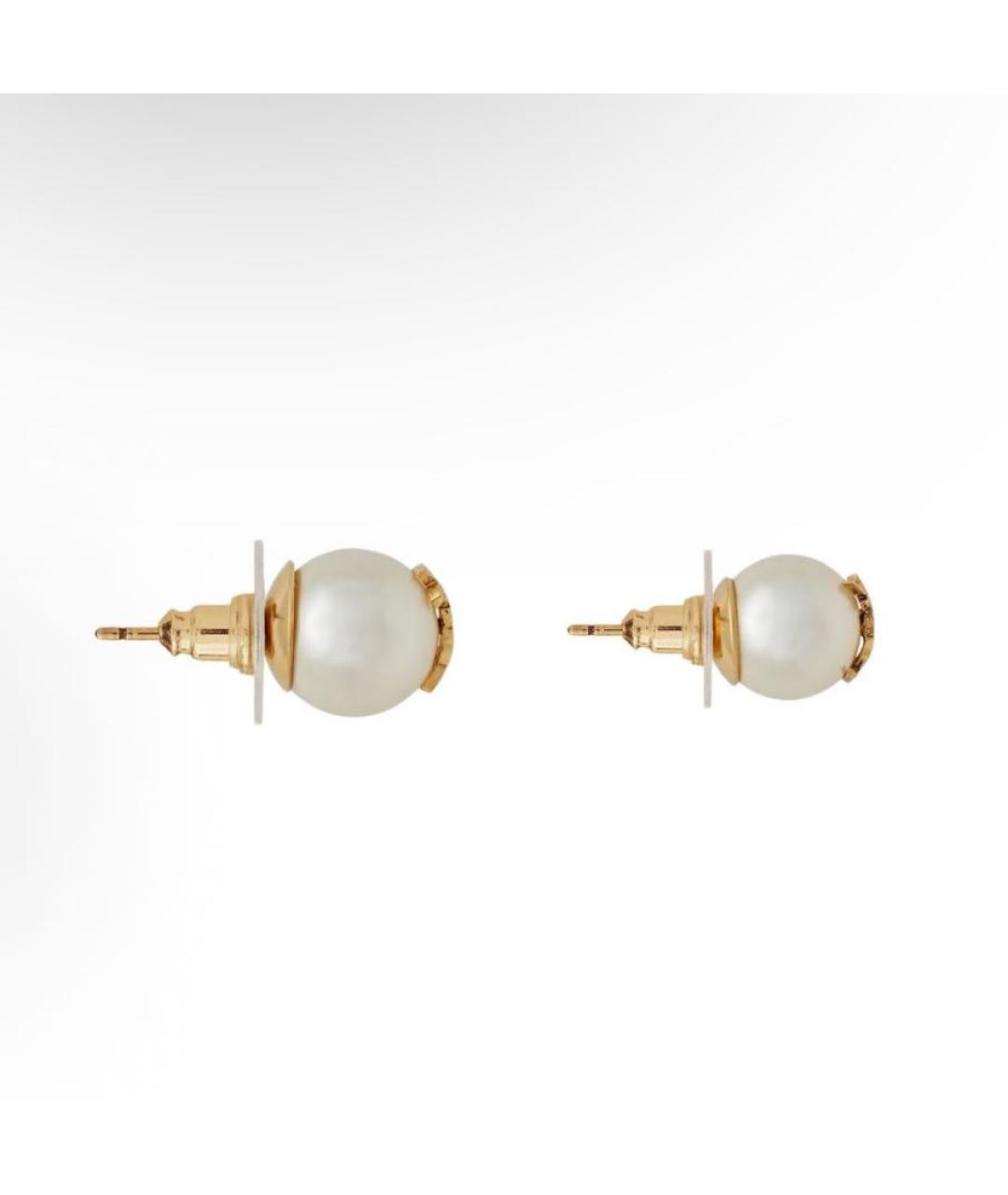 SAINT LAURENT Белые металлические серьги, фото 2