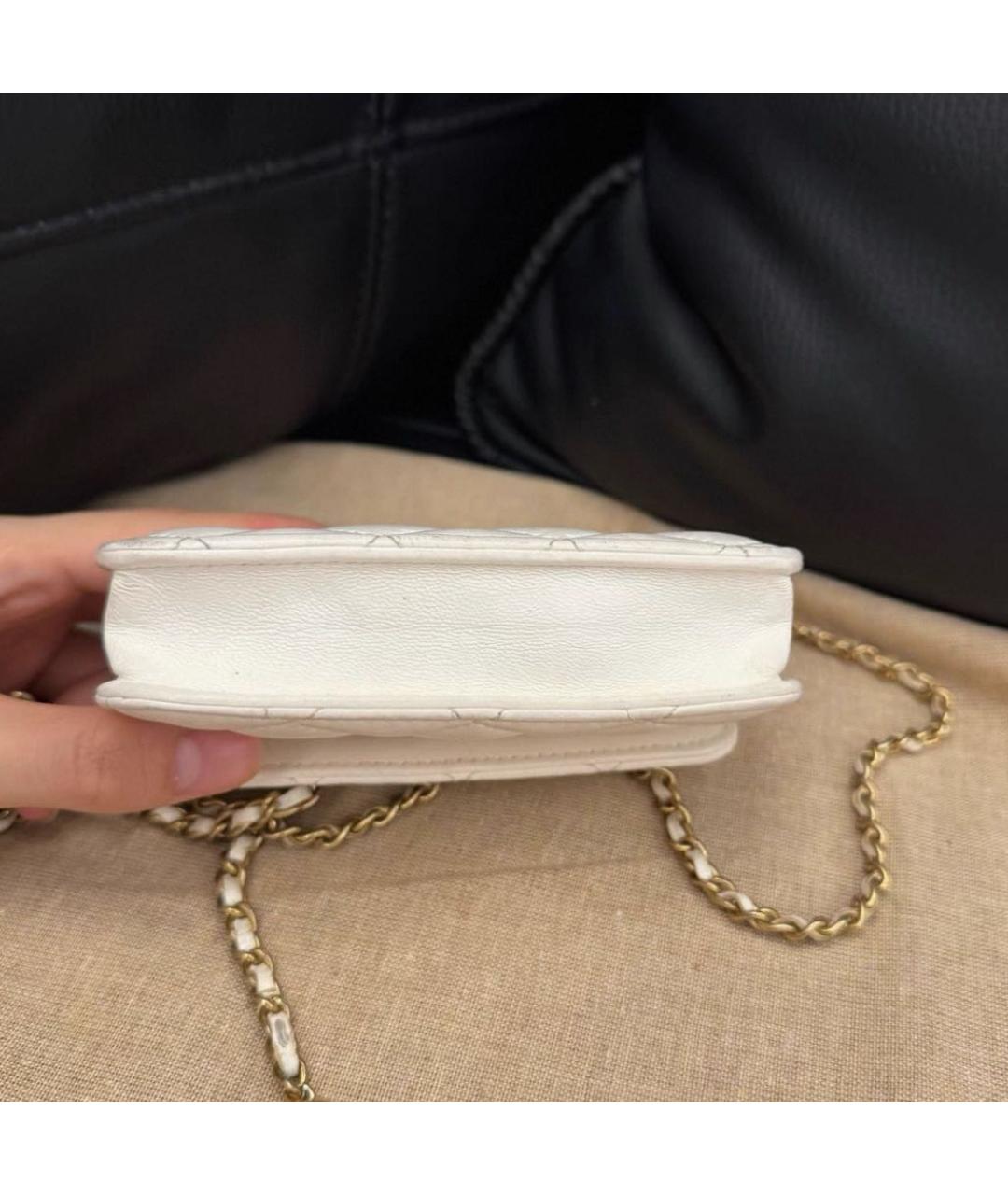 CHANEL Белая кожаная сумка через плечо, фото 4