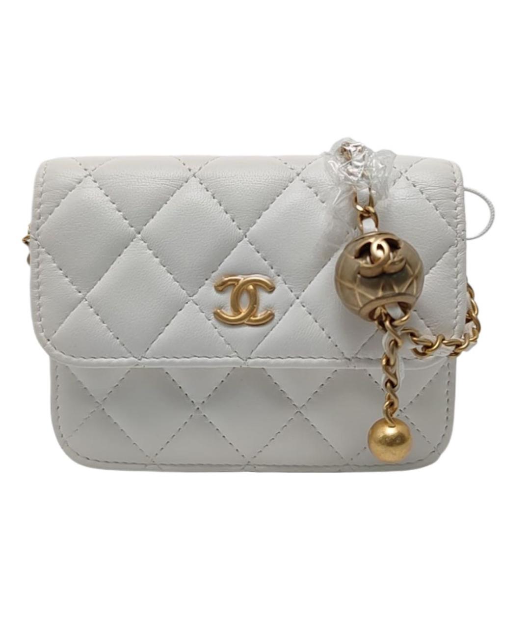 CHANEL Белая кожаная сумка через плечо, фото 2