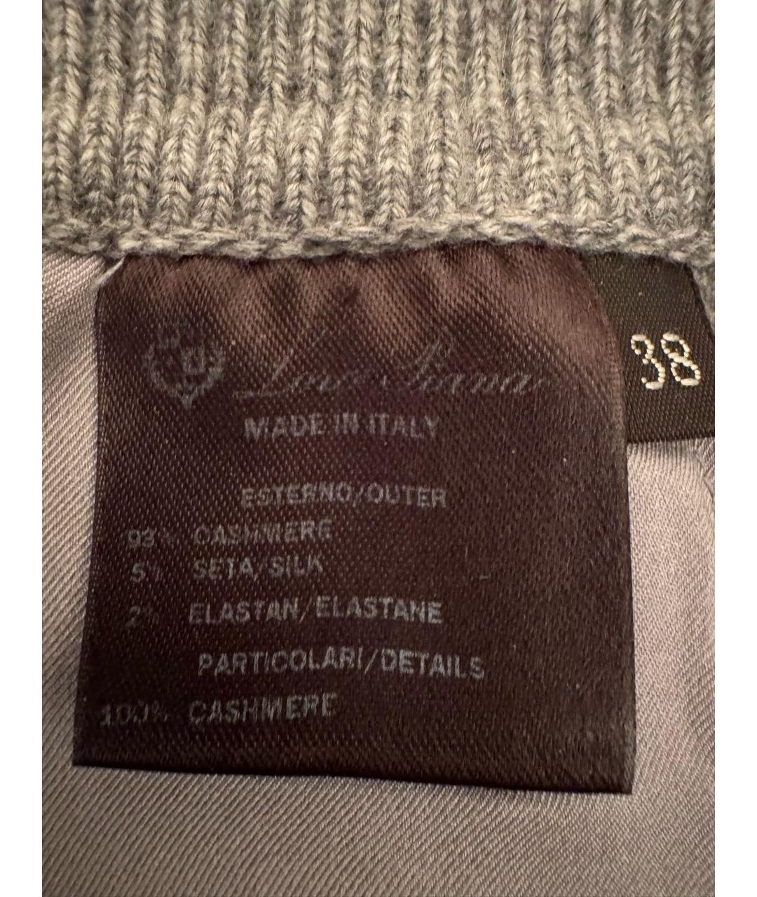 LORO PIANA Серые кашемировые прямые брюки, фото 5