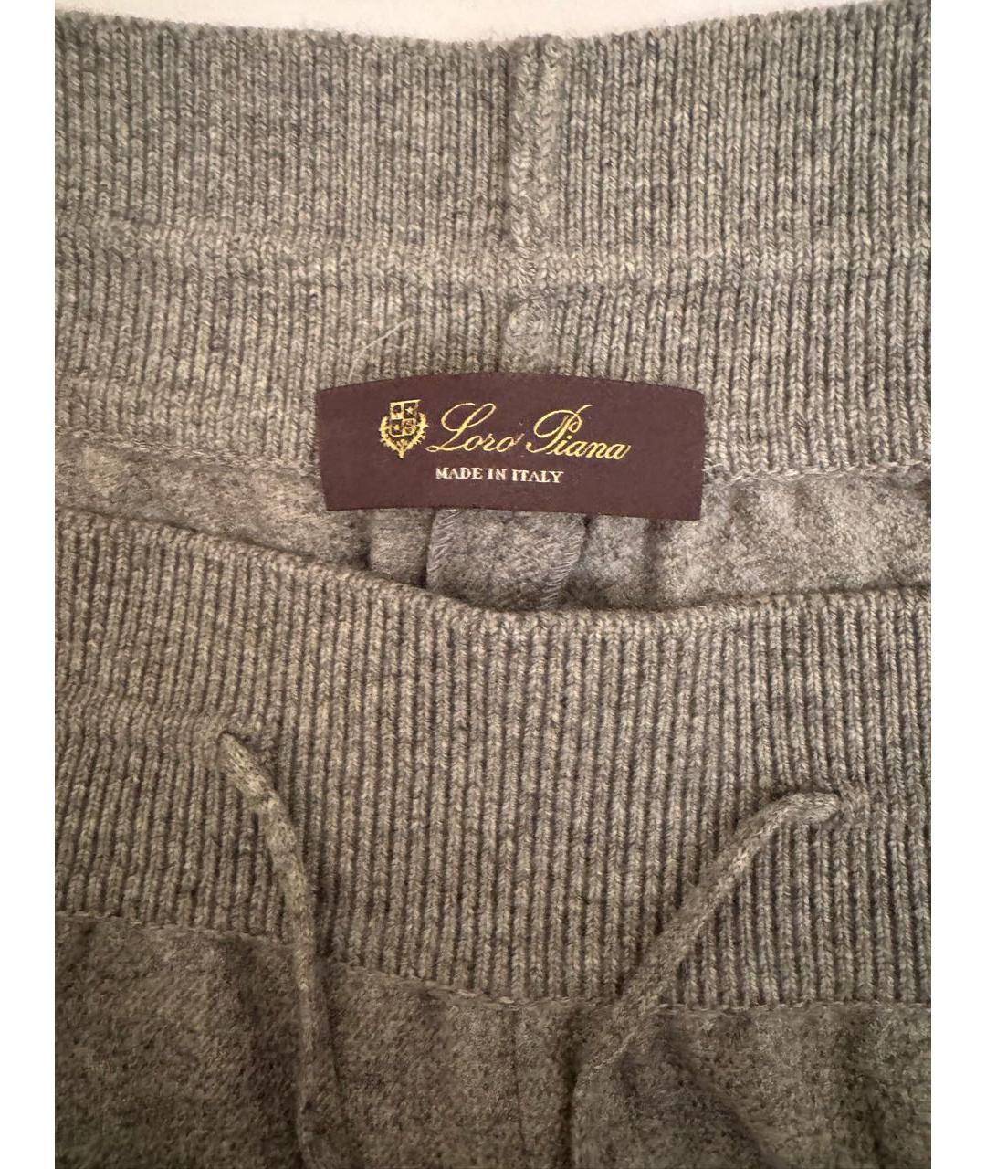 LORO PIANA Серые кашемировые прямые брюки, фото 4