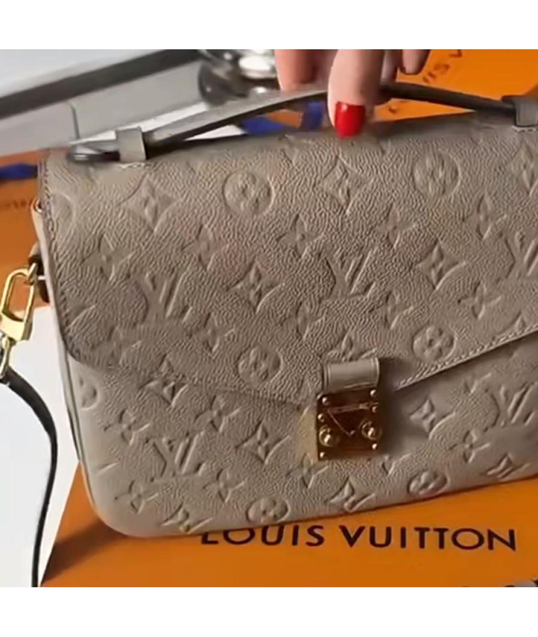 LOUIS VUITTON Бежевая кожаная сумка через плечо, фото 4