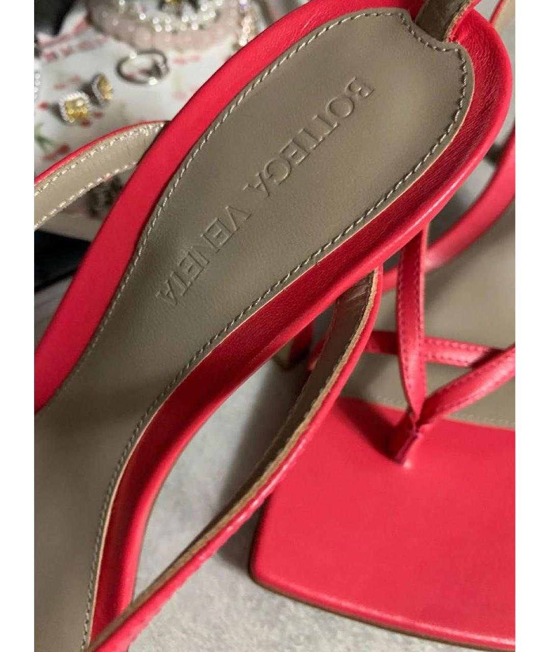 BOTTEGA VENETA Розовые кожаные босоножки, фото 4