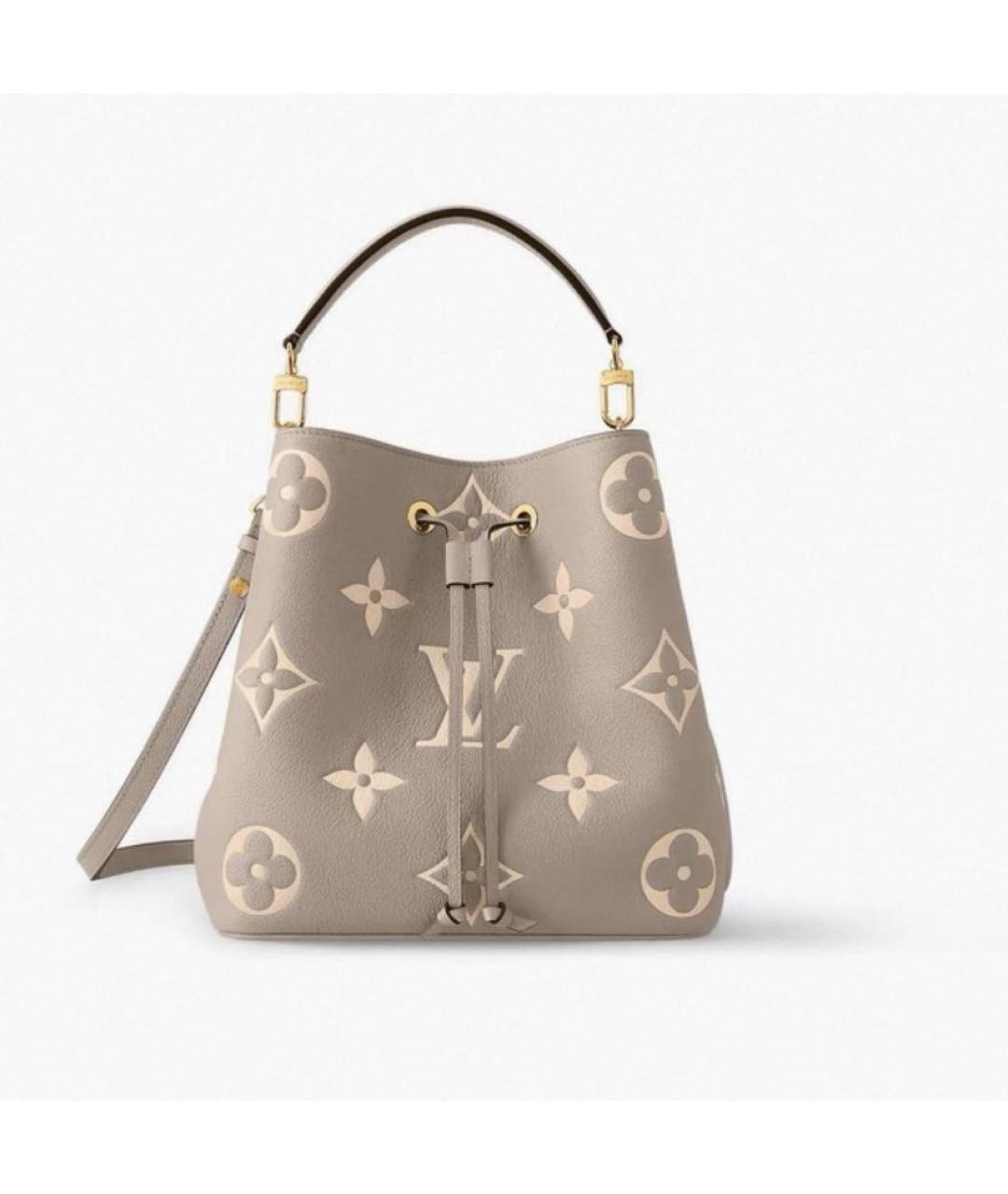 LOUIS VUITTON Бежевая кожаная сумка через плечо, фото 7