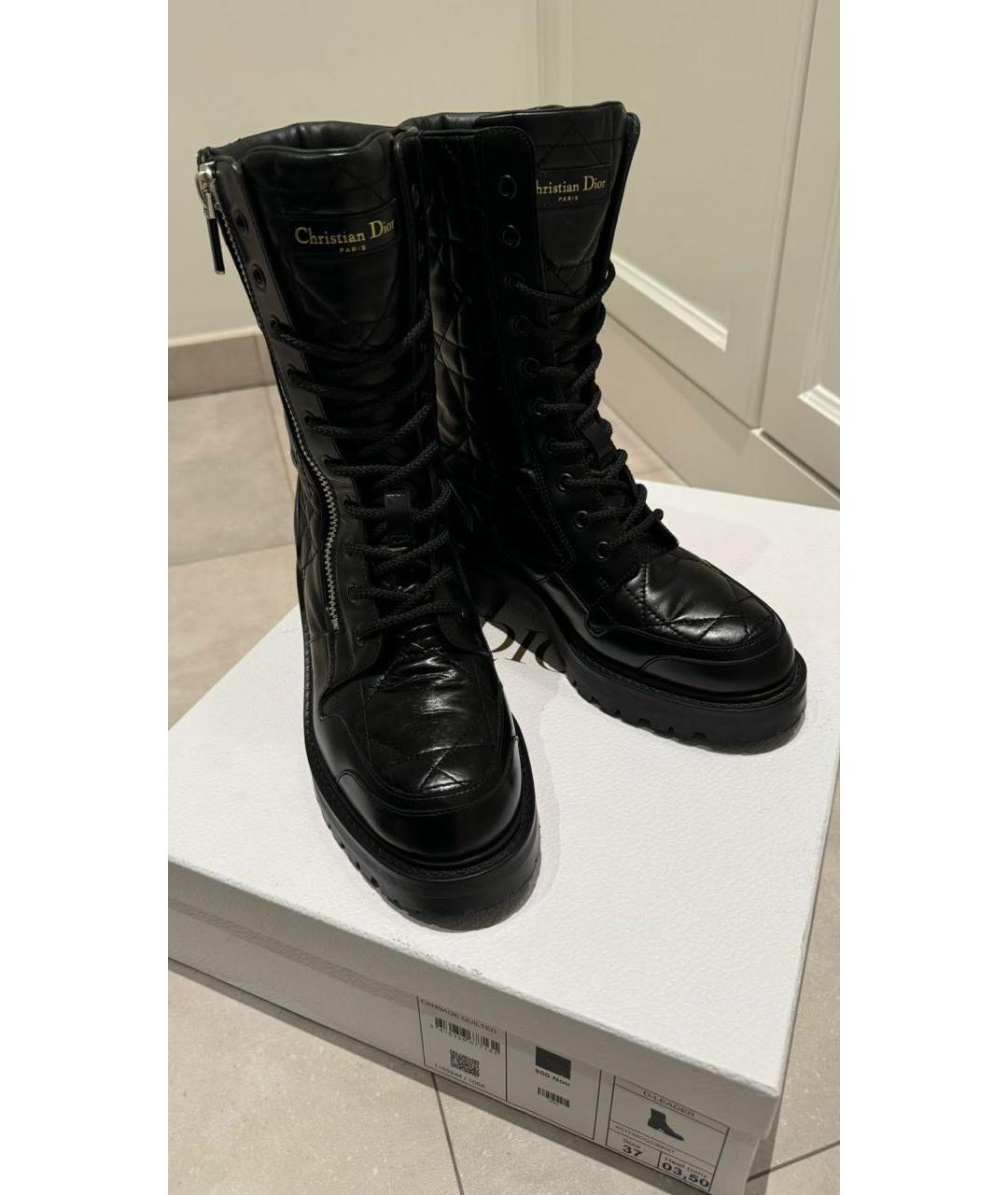CHRISTIAN DIOR Черные кожаные ботинки, фото 2