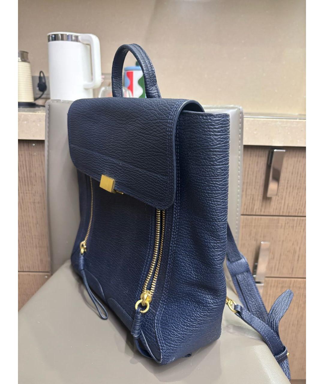 3.1 PHILLIP LIM Темно-синий кожаный рюкзак, фото 2