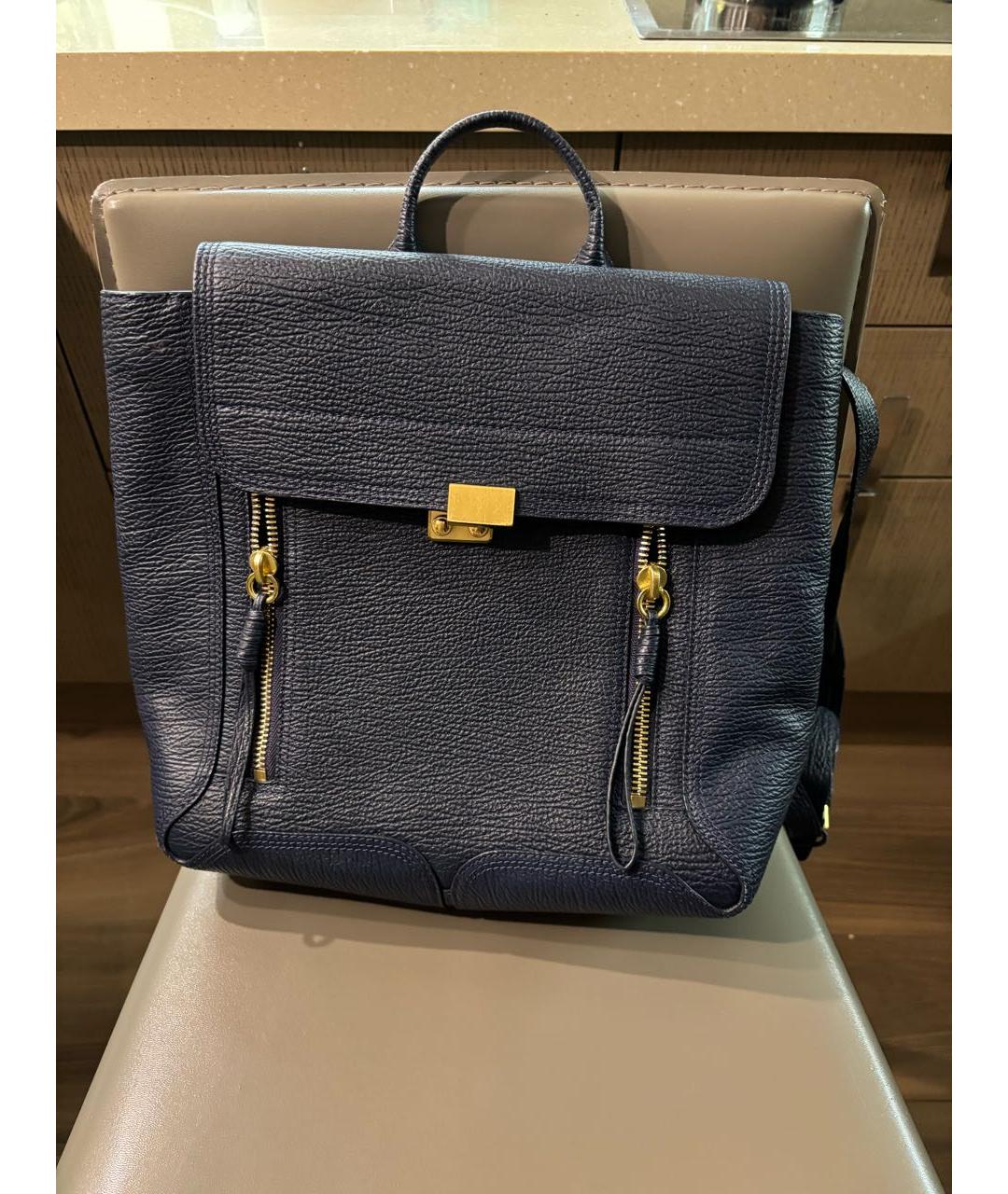 3.1 PHILLIP LIM Темно-синий кожаный рюкзак, фото 6