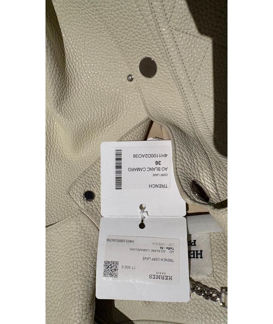 HERMES Бежевый кожаный тренч/плащ, фото 7