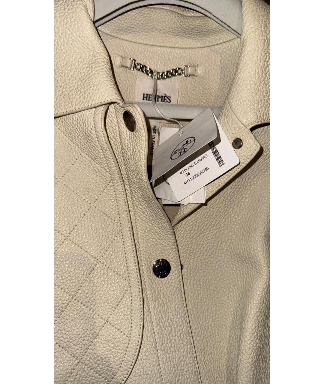 HERMES Бежевый кожаный тренч/плащ, фото 4