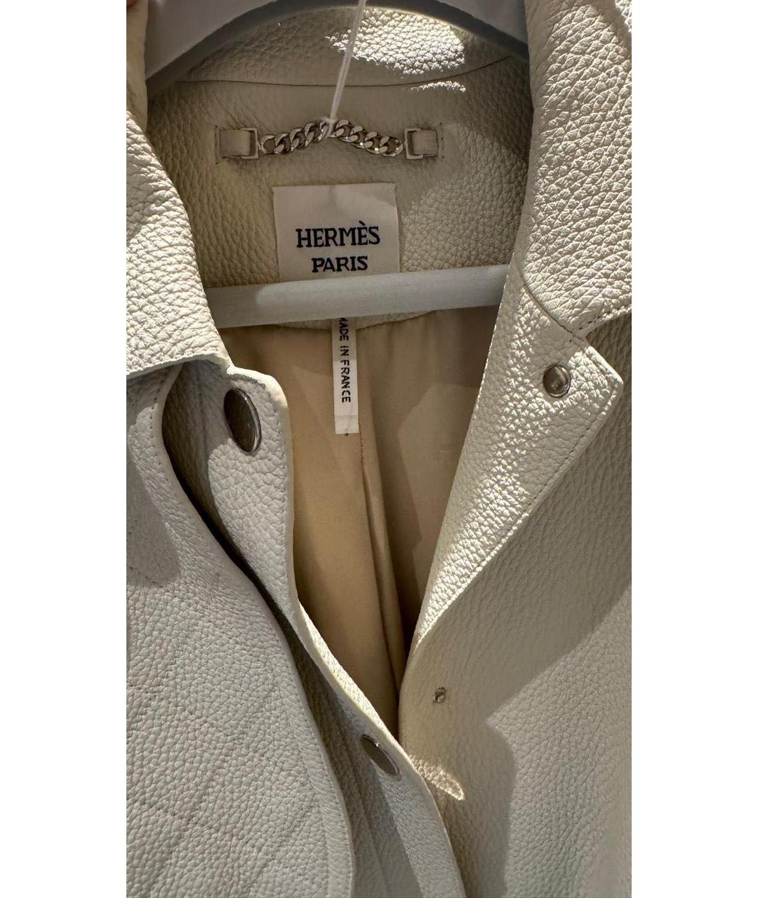HERMES Бежевый кожаный тренч/плащ, фото 5
