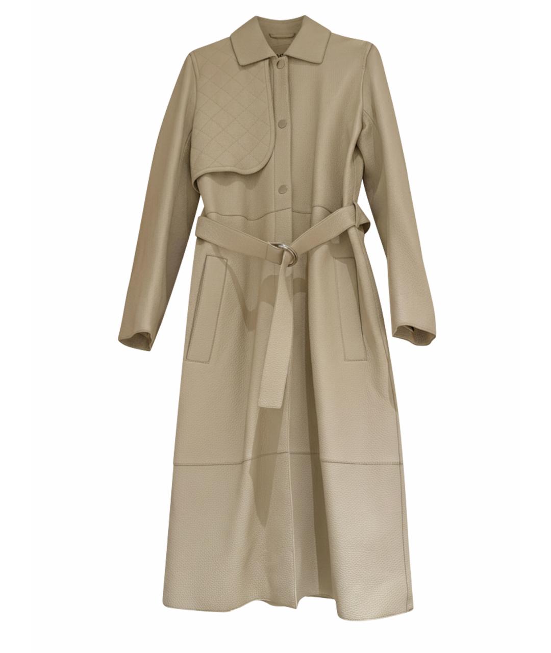 HERMES Бежевый кожаный тренч/плащ, фото 1