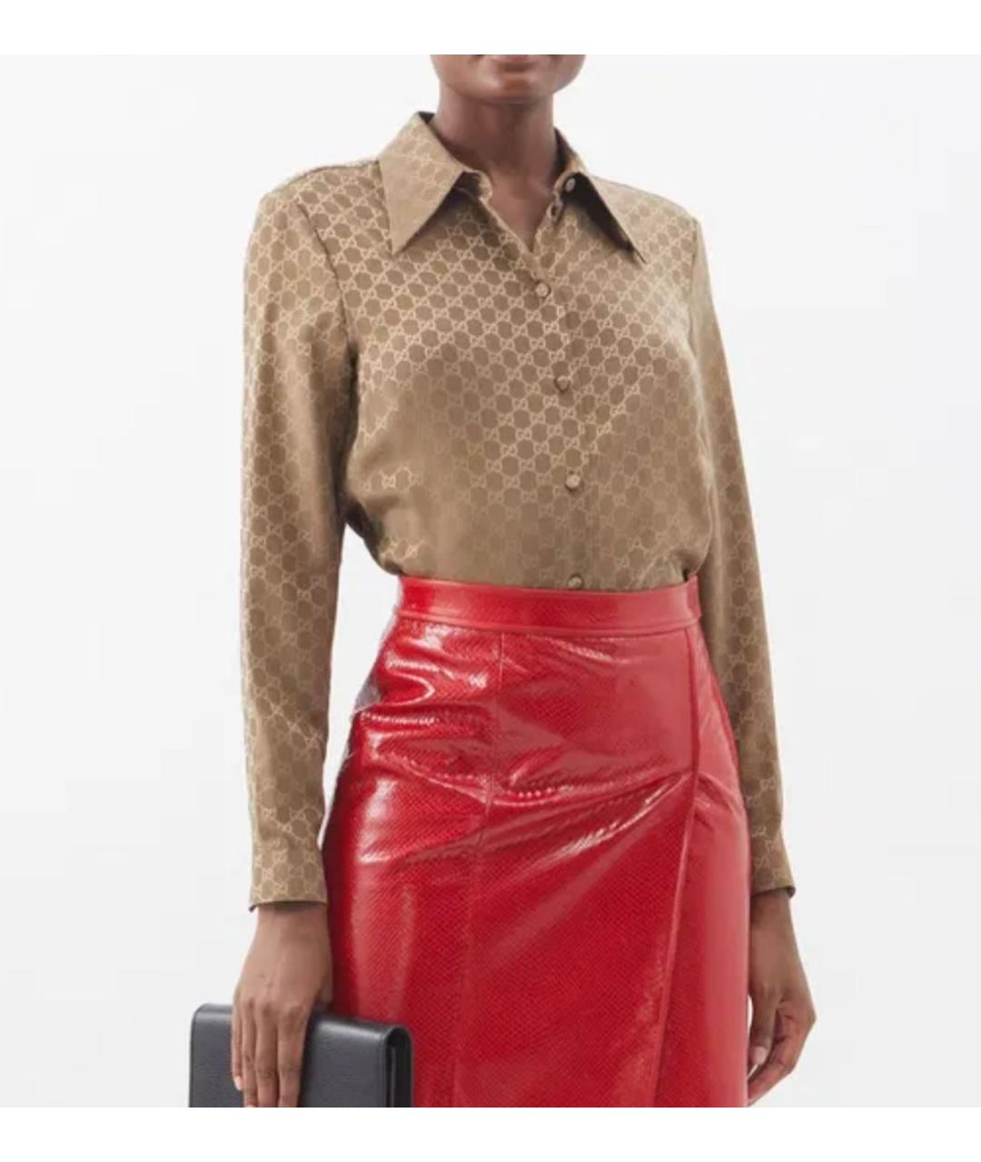 GUCCI Золотая шелковая рубашка, фото 6