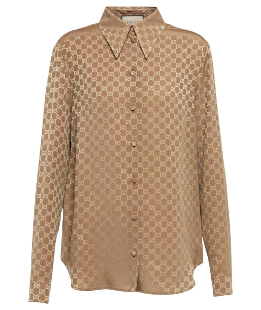 GUCCI Золотая шелковая рубашка, фото 1