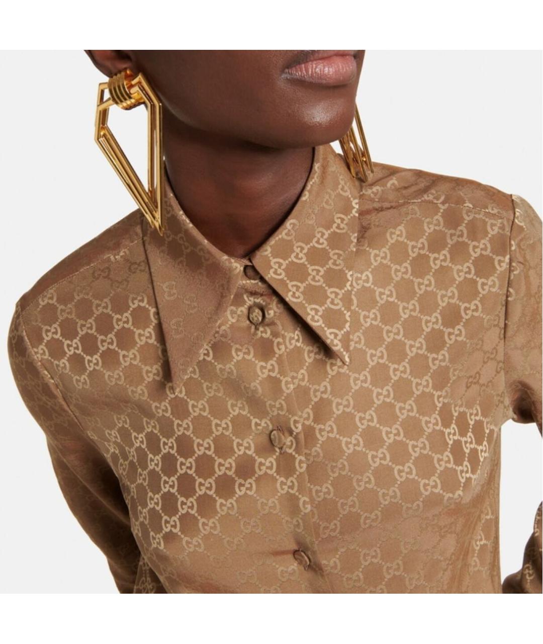 GUCCI Золотая шелковая рубашка, фото 4