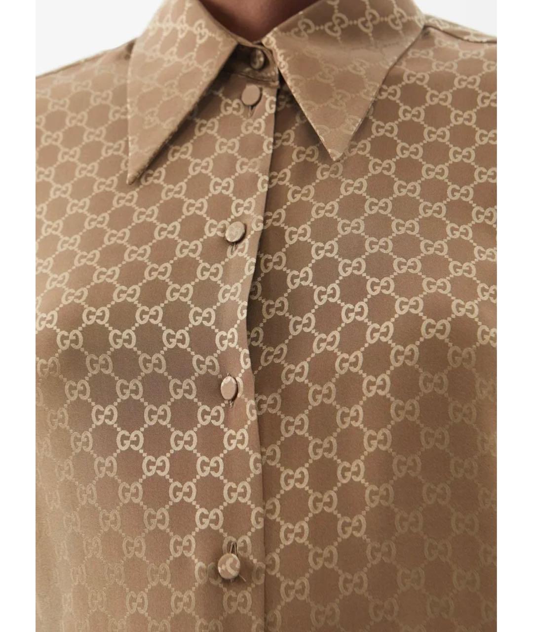 GUCCI Золотая шелковая рубашка, фото 5
