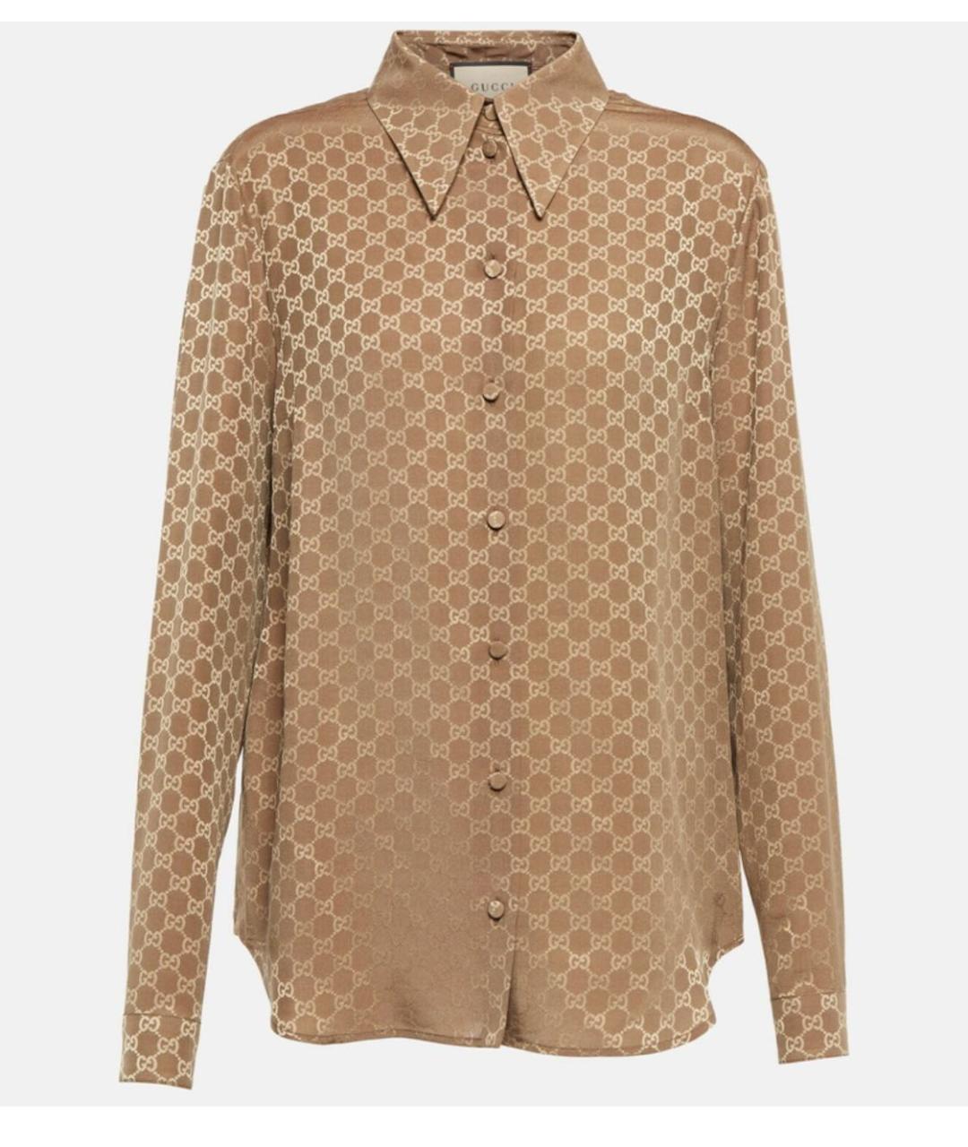 GUCCI Золотая шелковая рубашка, фото 7