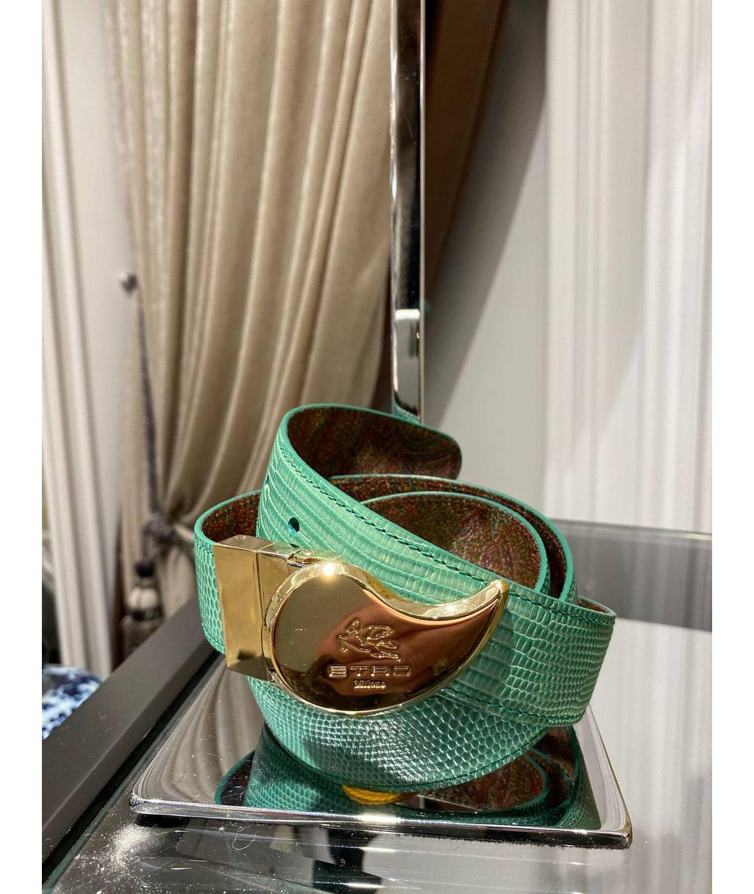 ETRO Бирюзовый кожаный ремень, фото 2