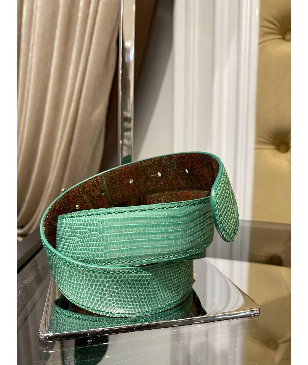 ETRO Бирюзовый кожаный ремень, фото 3