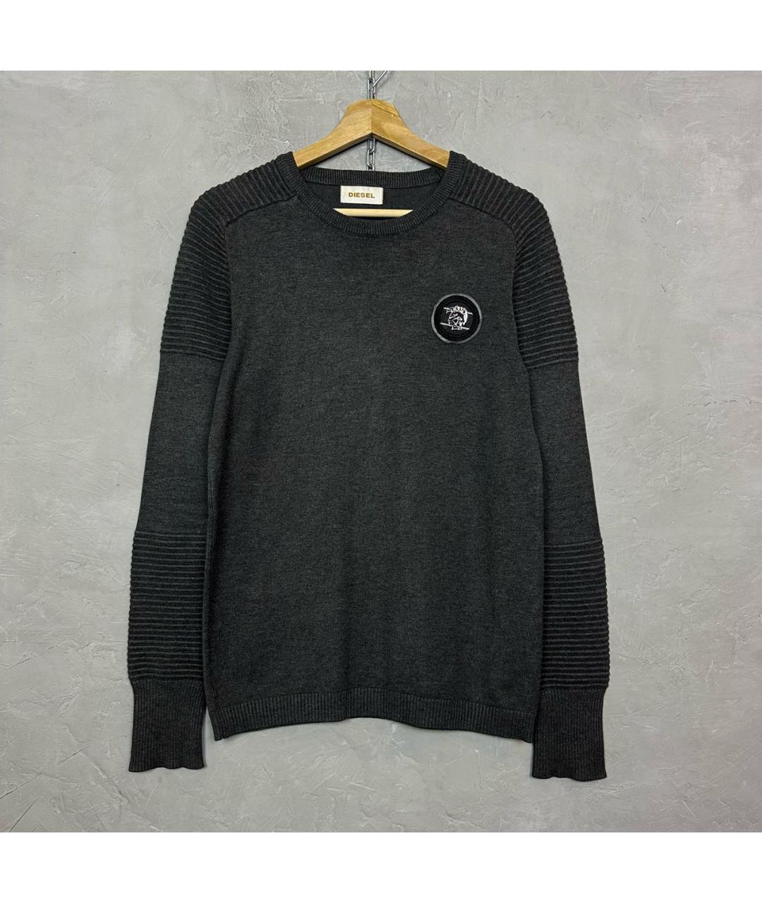 DIESEL Антрацитовый хлопко-эластановый джемпер / свитер, фото 9