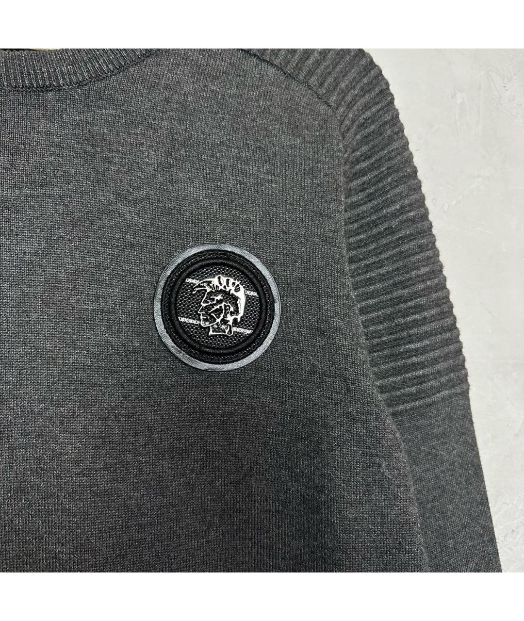DIESEL Антрацитовый хлопко-эластановый джемпер / свитер, фото 3