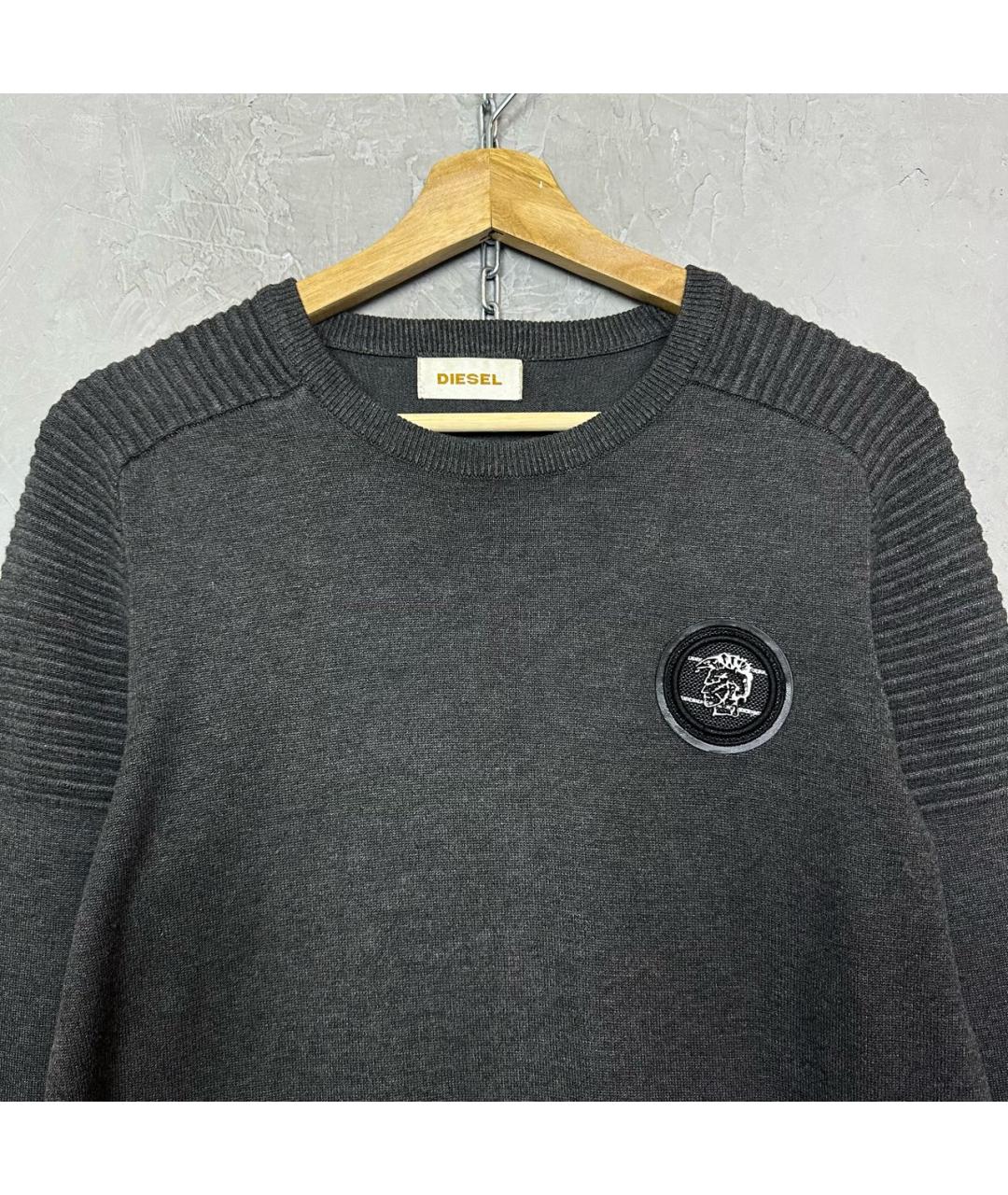 DIESEL Антрацитовый хлопко-эластановый джемпер / свитер, фото 2