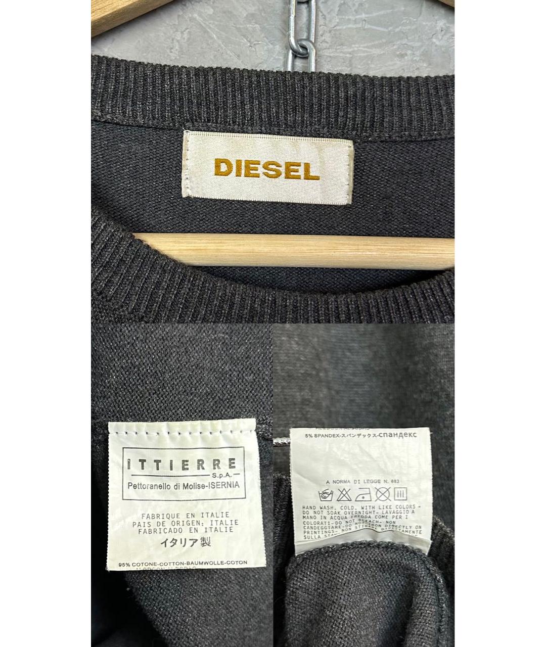 DIESEL Антрацитовый хлопко-эластановый джемпер / свитер, фото 8