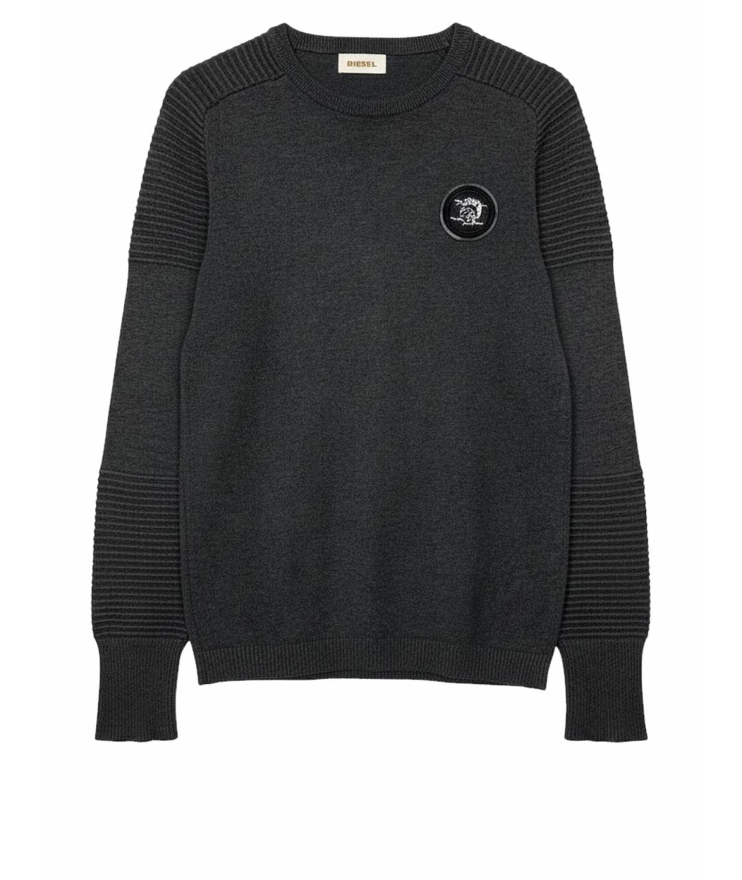 DIESEL Антрацитовый хлопко-эластановый джемпер / свитер, фото 1